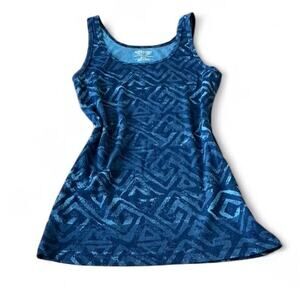 2000s Mossimo Supply Co. Blue Geometric Full Length Tank Top – Size L